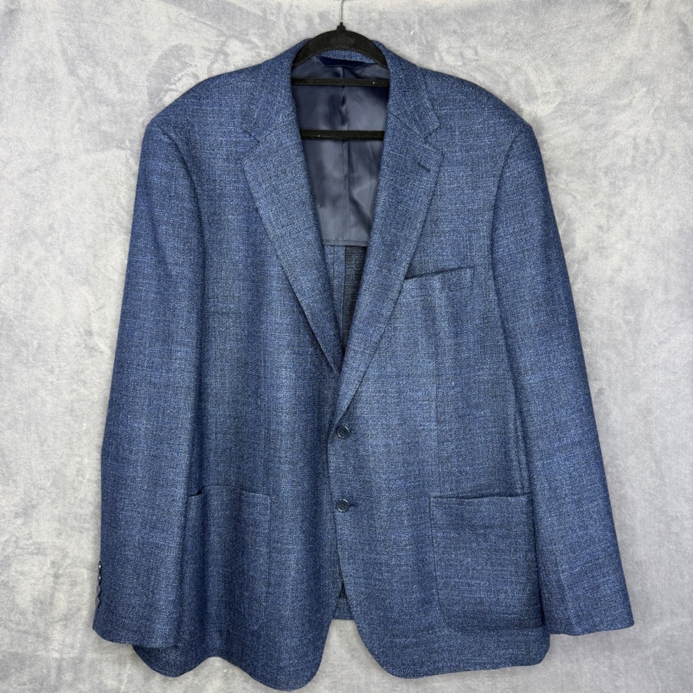 Patrick James Blazer Mens 50L Blue Lanificio F.lli Cerruti Wool Silk Sport Coat